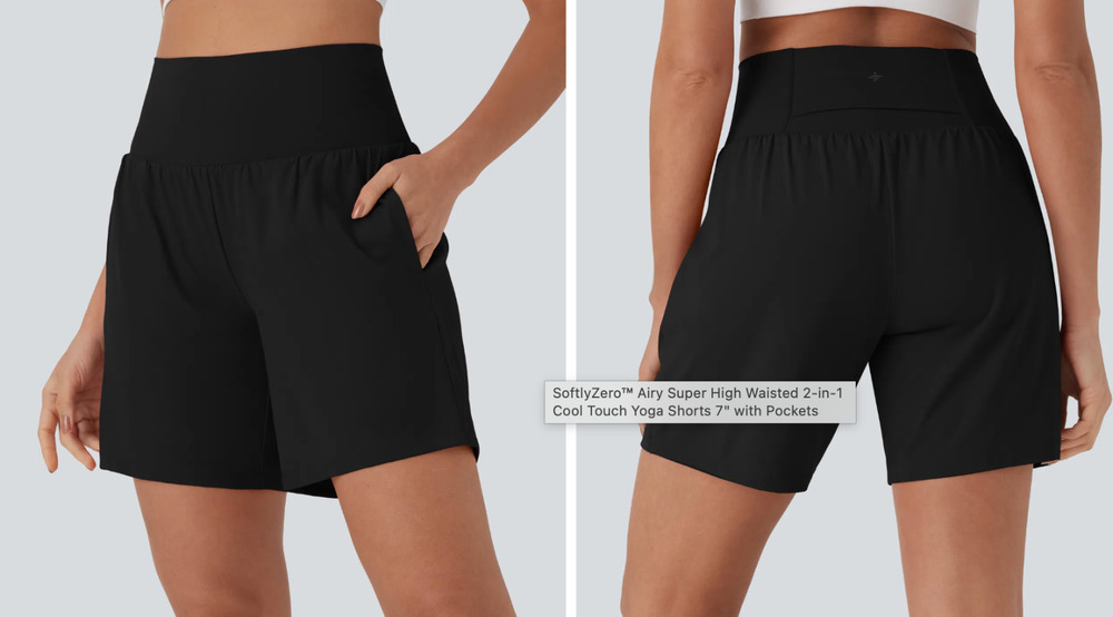 Halara SoftlyZero Airy 2 In 1 Shorts M Black High Waisted Side Pocket NWT